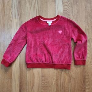 Cat & Jack Red Heart Velour Top Size 4/5
